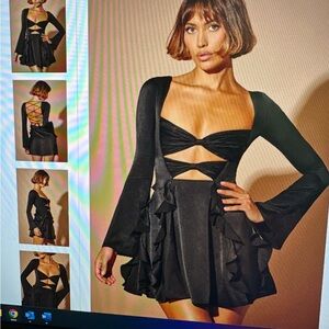 oh polly black mini party dress size US 6